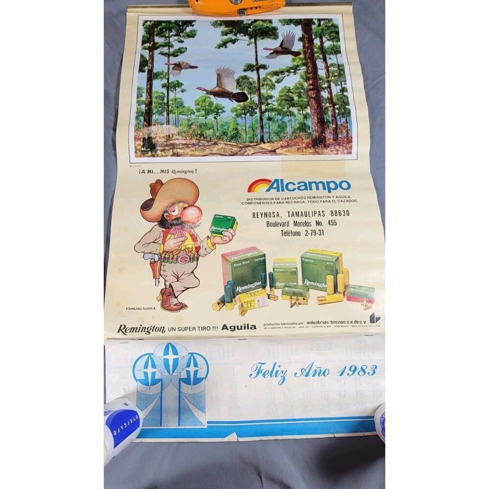 Vintage 1983 Remington Aguila Advertising Calendar Mexico Turkey Hunting Alcampo